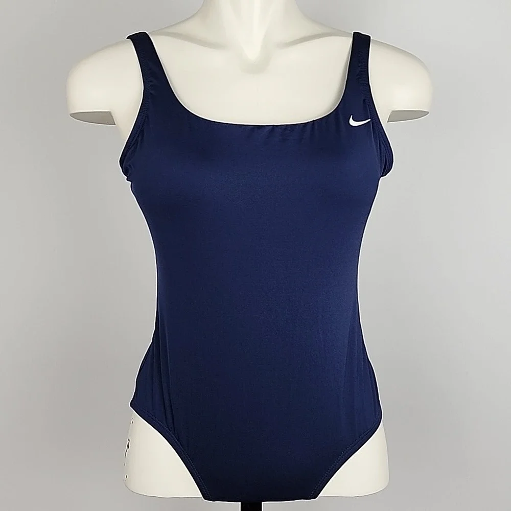 NWT Nike Women's One Piece Scoop Back Performance Swimsuit Navy Medium - Picture 5 of 15